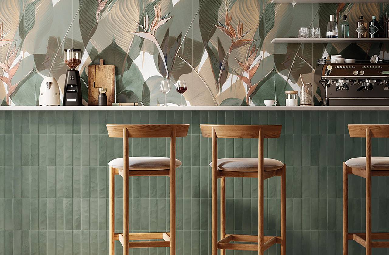 Интерьер контракт, оформленный плиткой из коллекции: STILL – зеленый, ДРУГИЕ, BEIGE