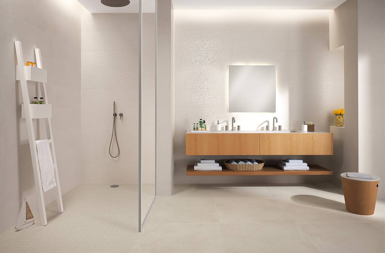 Room view Bathroom, created with tiles from the collection: SUMMER – White