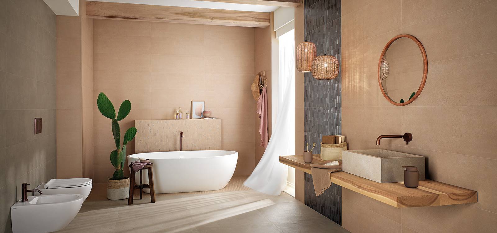 Room view Bathroom, created with tiles from the collection: SUMMER – Beige, Brown