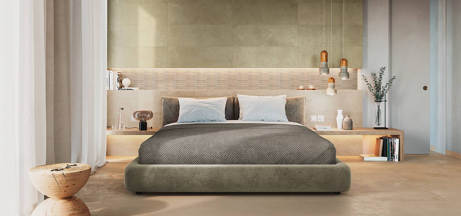 Room view House, created with tiles from the collection: SUMMER – Beige, Green