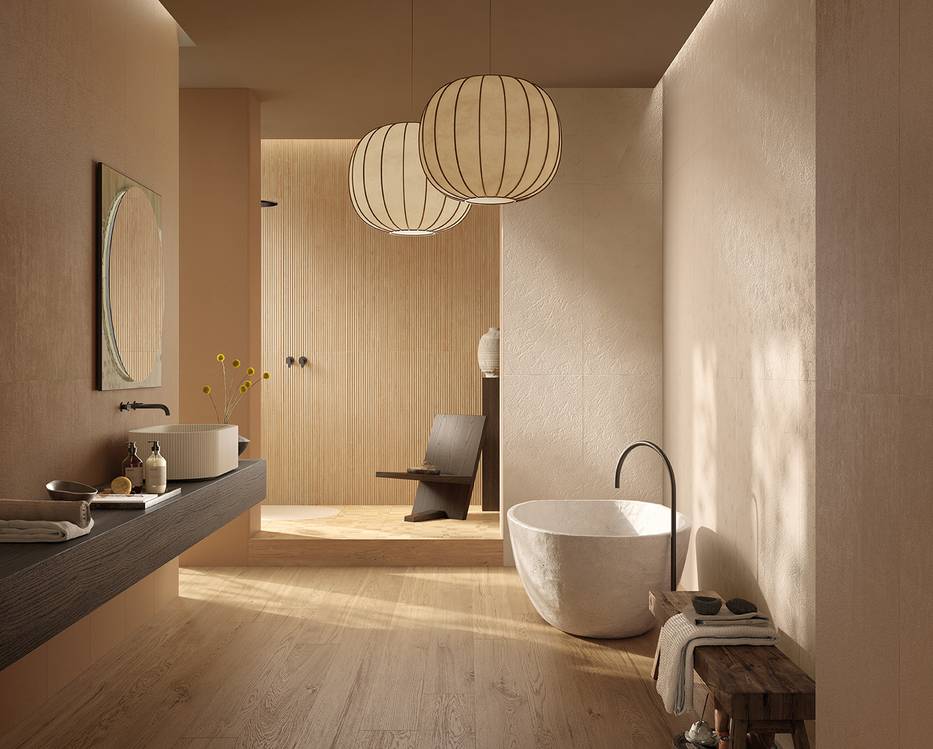 Imagen de ambiente Baño, realizada con baldosas de la colección: TRUE COLOR – BROWN, GRIS, OTRAS, BEIGE