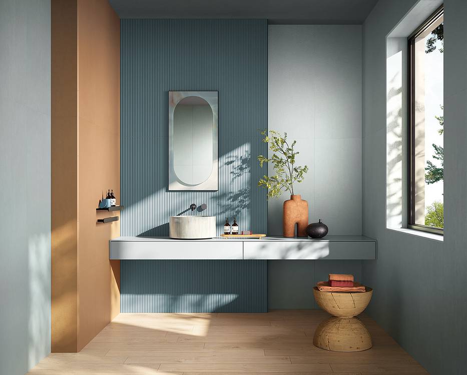 Imagen de ambiente Baño, realizada con baldosas de la colección: TRUE COLOR – OTRAS, Blu, BEIGE