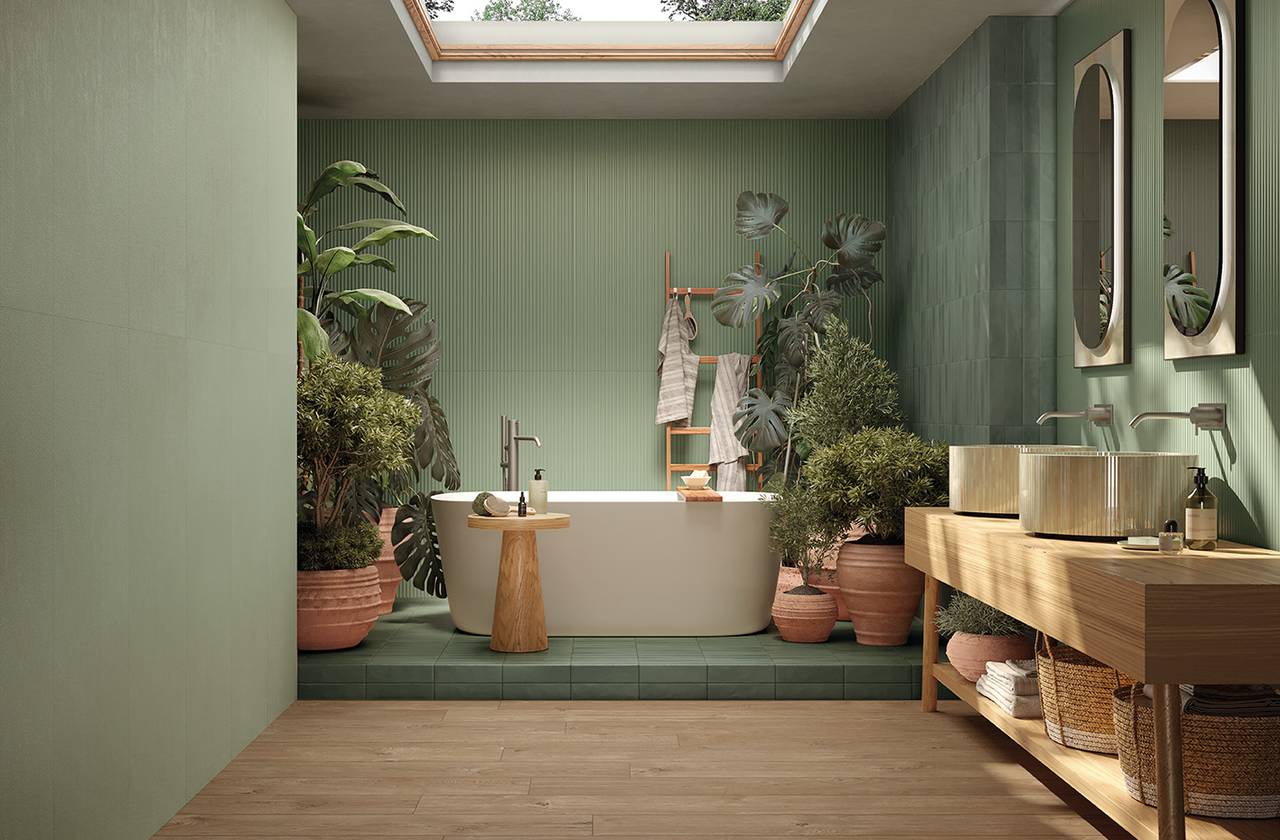 Room view Bathroom, created with tiles from the collection: TRUE COLOR – Other, Brown