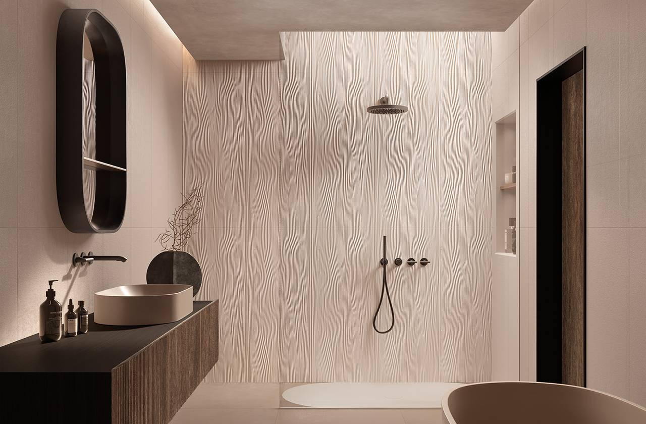 Room view Bathroom, created with tiles from the collection: TRUE COLOR – Grey