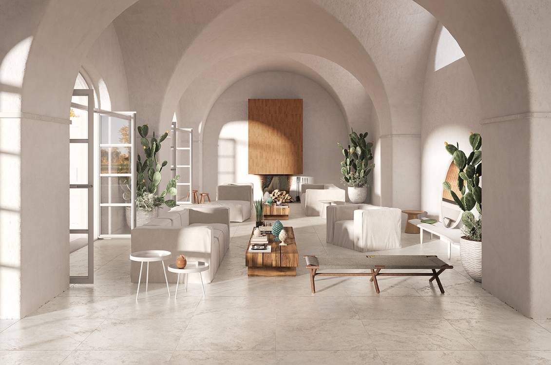 Imagen de ambiente House, realizada con baldosas de la colección: VENTO DEL SUD – BROWN, BLANCO