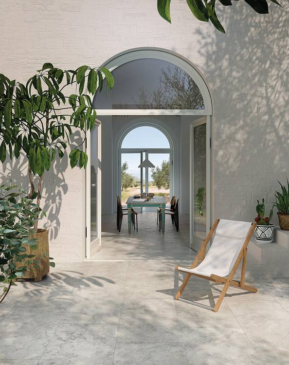 Imagen de ambiente , realizada con baldosas de la colección: VENTO DEL SUD – BLANCO