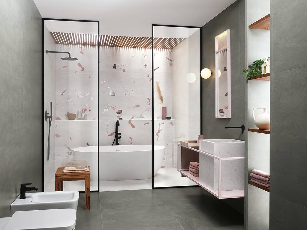 Imagen de ambiente Baño, realizada con baldosas de la colección: YLICO – BLANCO, Verde