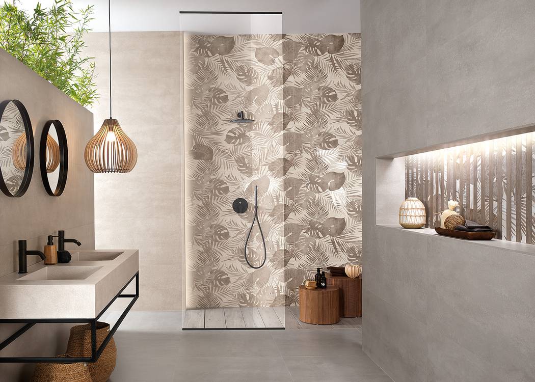 Imagen de ambiente Baño, realizada con baldosas de la colección: YLICO – BROWN, BEIGE