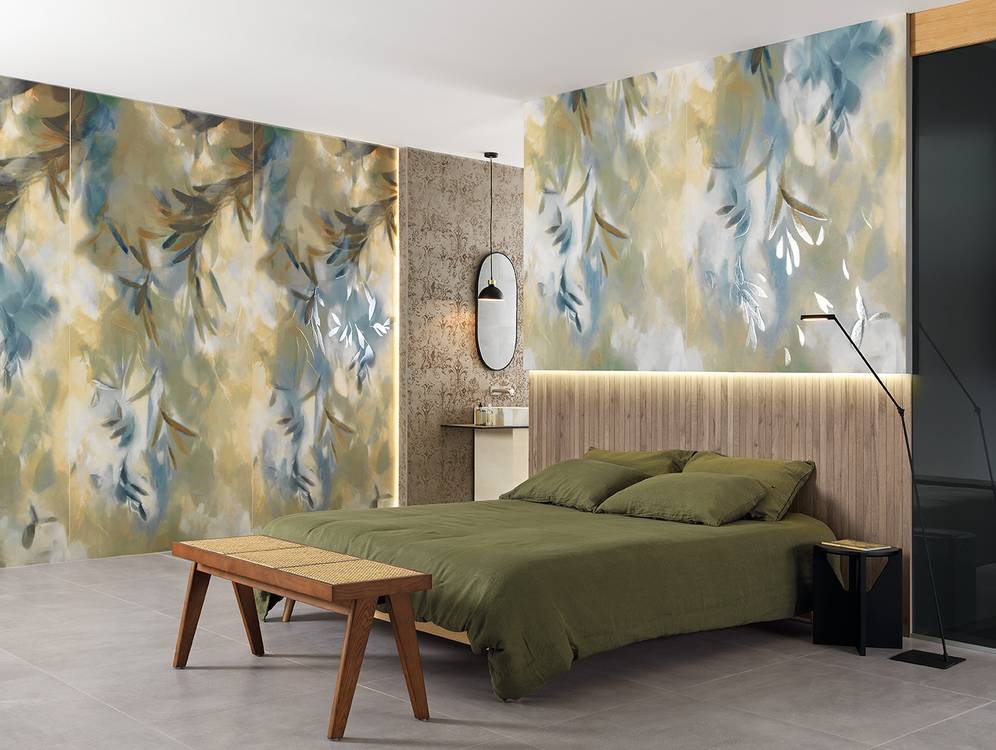 Room view , created with tiles from the collection: FAP MAXXI 120x278 – Green