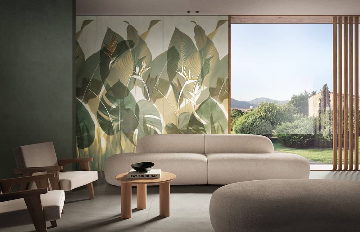 Room view , created with tiles from the collection: FAP MAXXI 120x278 – Green