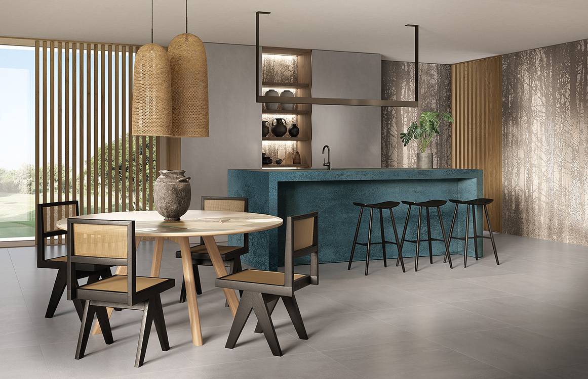 Imagen de ambiente , realizada con baldosas de la colección: OXIDE – BROWN, Blu