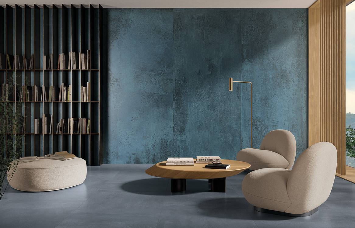 Room view , created with tiles from the collection: FAP MAXXI 120x278 – Blue