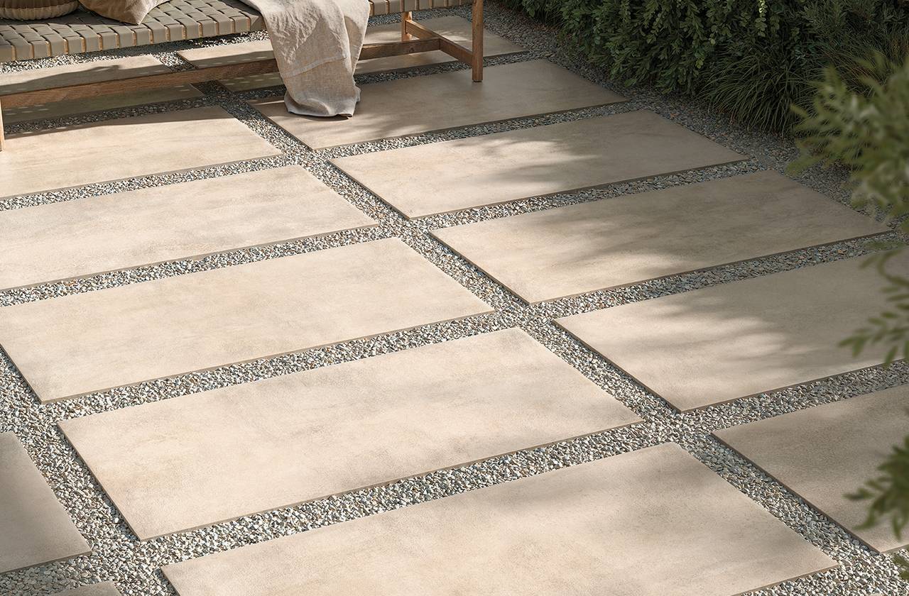 Room view Outdoor, created with tiles from the collection: YLICO – Beige