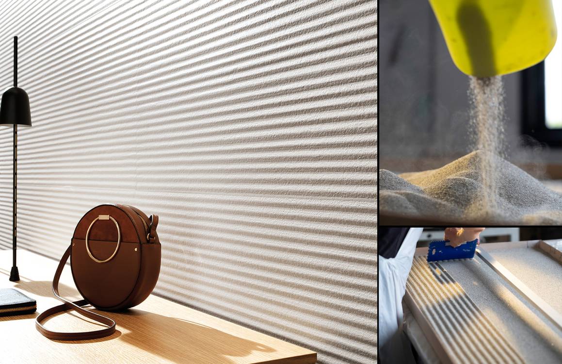 Imagen de ambiente , realizada con baldosas de la colección: LUMINA SAND ART – BLANCO, GRIS