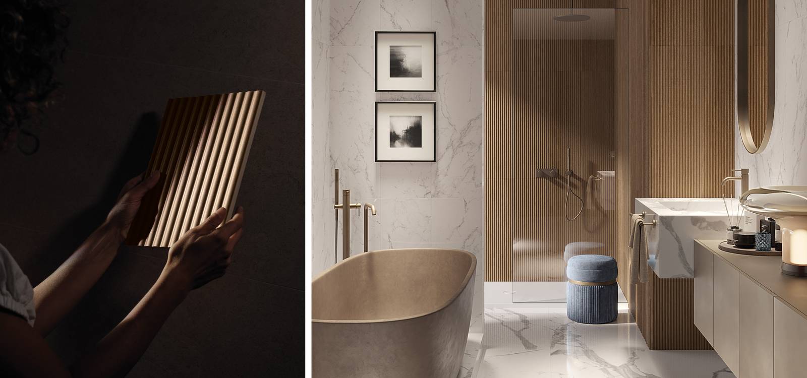 Room view Bathroom, created with tiles from the collection: OLTRE IL MARMO – White