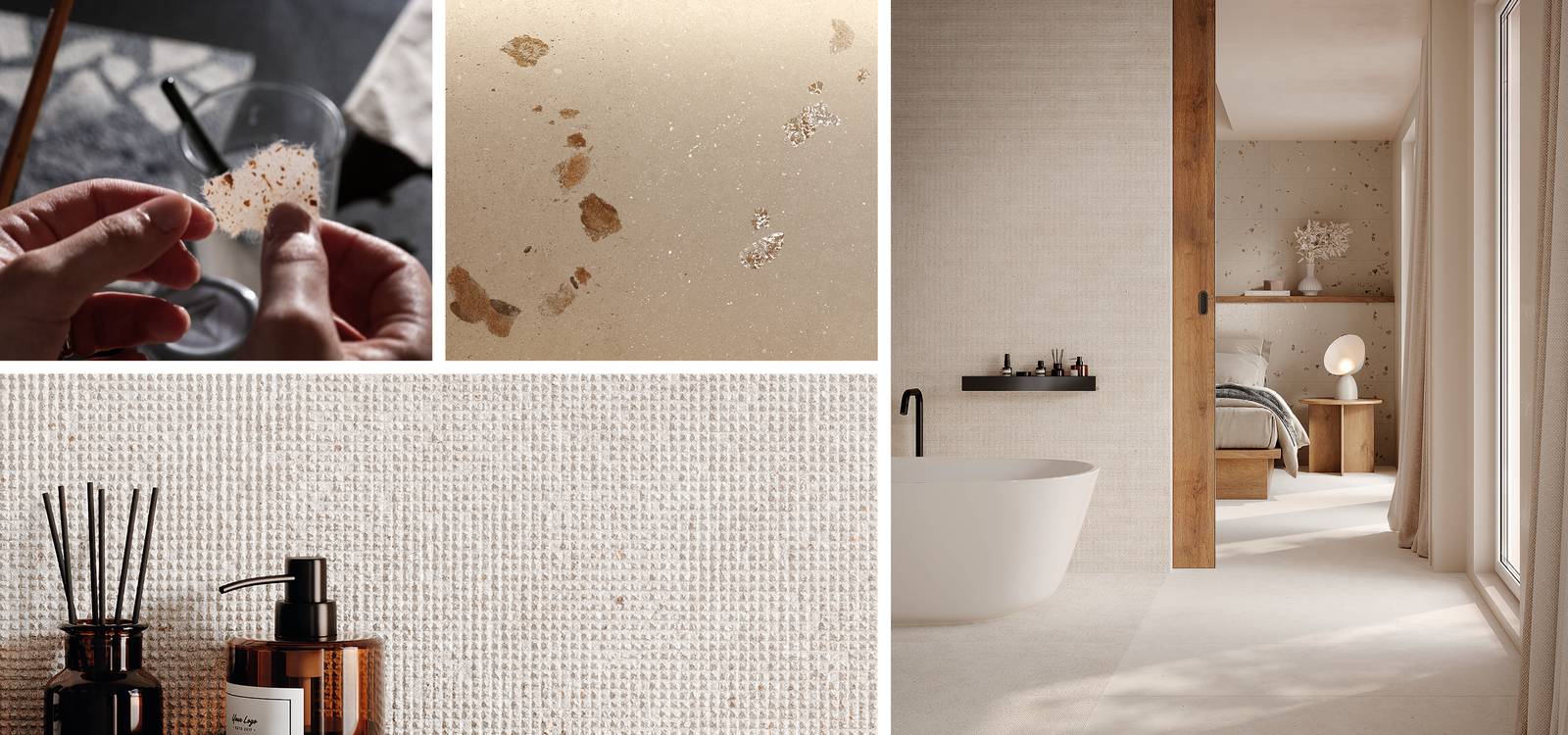 Imagen de ambiente Baño, realizada con baldosas de la colección: MATERIA PURA – GRIS, BROWN