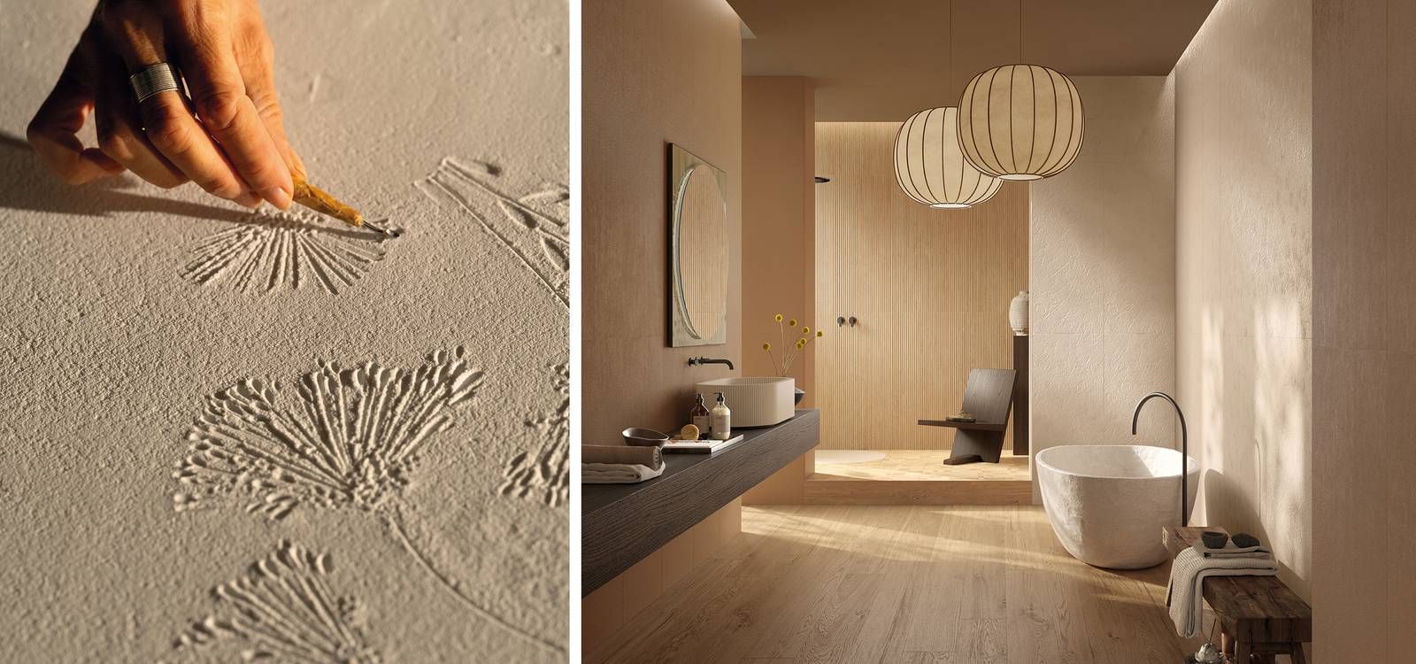 Imagen de ambiente Baño, realizada con baldosas de la colección: TRUE COLOR – BROWN, GRIS, OTRAS, BEIGE