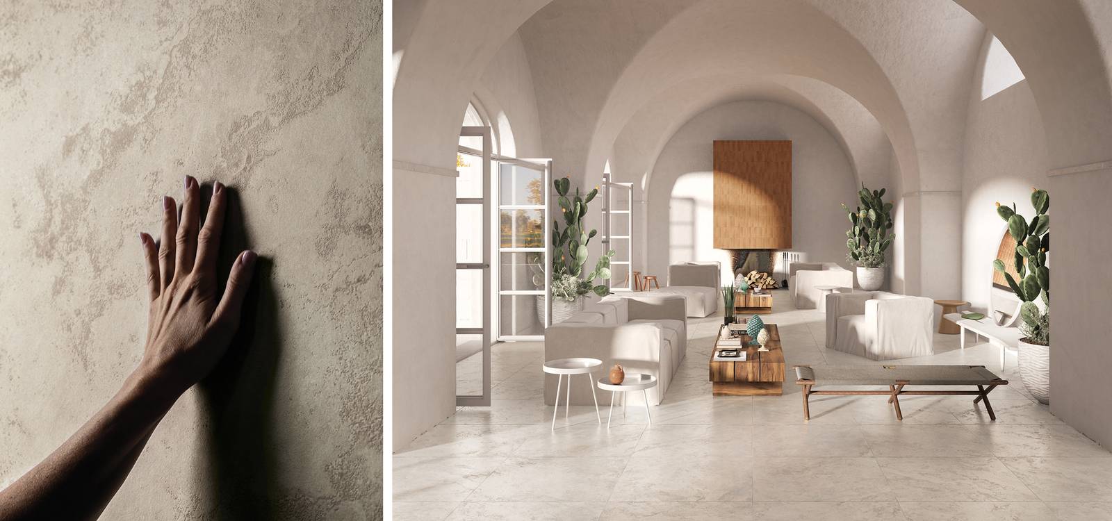 Imagen de ambiente House, realizada con baldosas de la colección: VENTO DEL SUD – BROWN, BLANCO