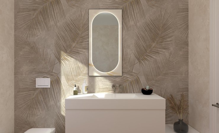 Bathroom design image in Rectangular shape, created with floor tiles ROOTS and wall tiles VENTO DEL SUD