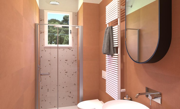 Bathroom design image in Rectangular shape, created with floor tiles MATERIA PURA and wall tiles SUMMER, MATERIA PURA