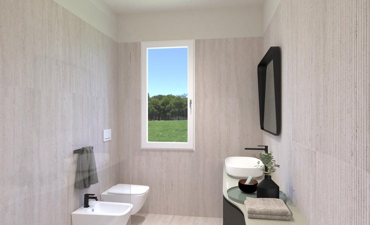 Bathroom design image in Rectangular shape, created with floor tiles MATERIA CLASSICA and wall tiles MATERIA CLASSICA