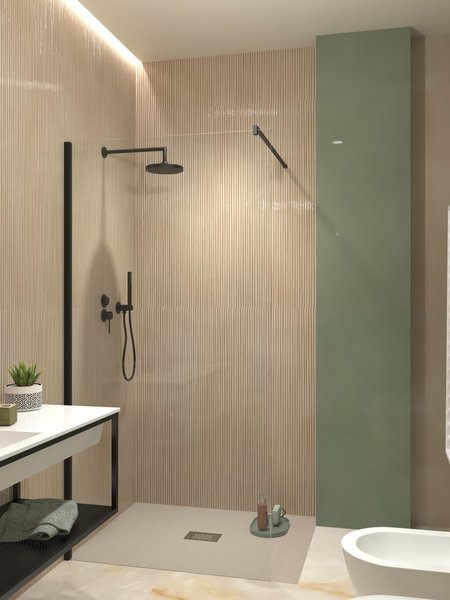 Bathroom design image in Rectangular shape, created with floor tiles GEMME and wall tiles MATERIA BRILLANTE
