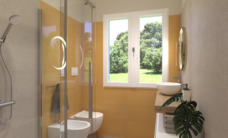 Bathroom design image in Rectangular shape, created with floor tiles MILANO MOOD and wall tiles MATERIA PURA