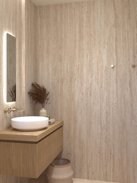 Bathroom design image in Rectangular shape, created with floor tiles VENTO DEL SUD and wall tiles MATERIA CLASSICA