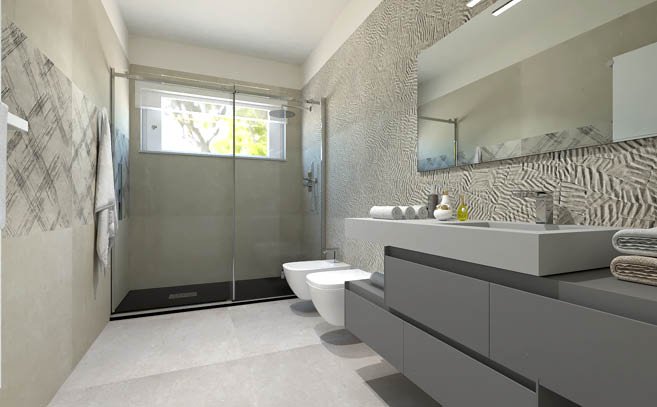 Bathroom design image in Rectangular shape, created with wall tiles BLOOM