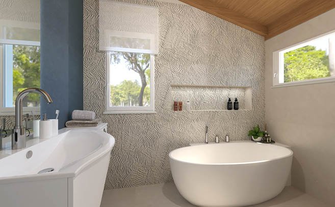 Bathroom design image in Squared shape, created with wall tiles BLOOM