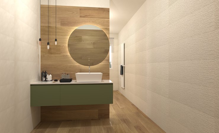 Bathroom design image in Rectangular shape, created with floor tiles FAPNEST