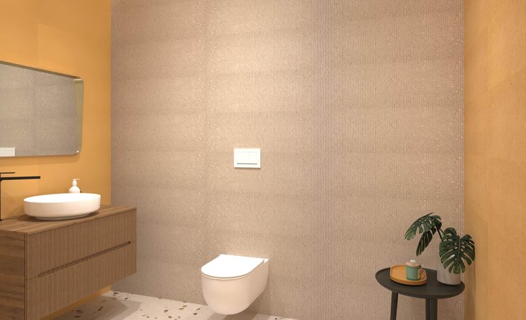 Bathroom design image in Rectangular shape, created with floor tiles MATERIA PURA and wall tiles MATERIA PURA