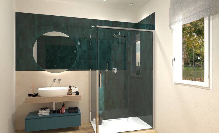 Bathroom design image in Rectangular shape, created with floor tiles FAPNEST and wall tiles GLIM, MILANO MOOD