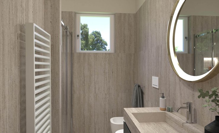 Bathroom design image in Rectangular shape, created with floor tiles MATERIA CLASSICA and wall tiles MATERIA CLASSICA
