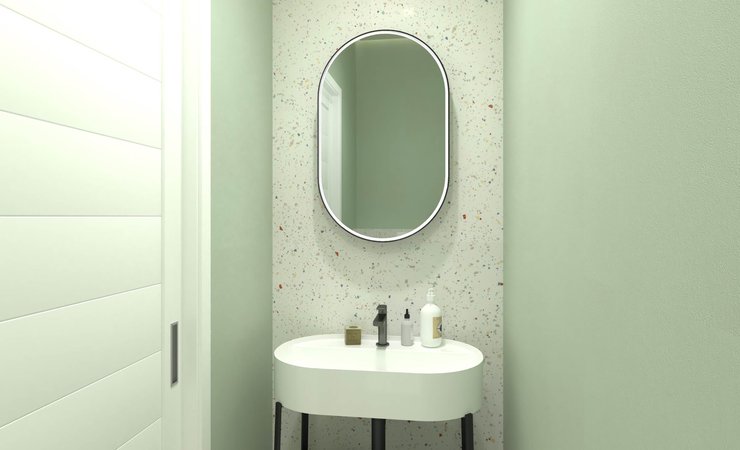 Bathroom design image in Rectangular shape, created with floor tiles MILANO MOOD and wall tiles MATERIA BRILLANTE, TRUE COLOR