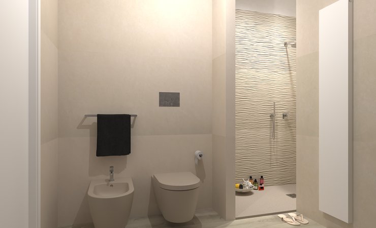 Bathroom design image in Rectangular shape, created with floor tiles FAPNEST