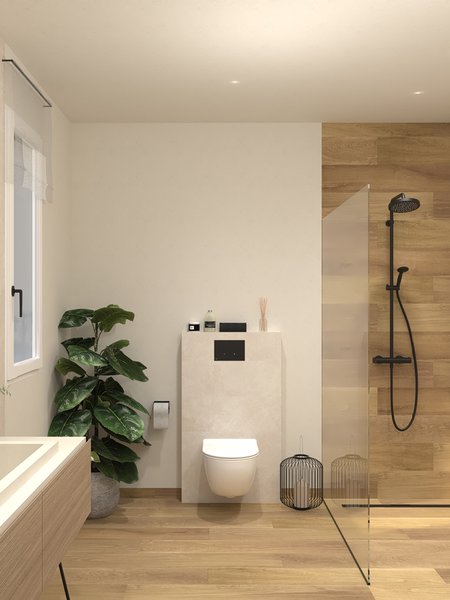 Bathroom design image in Rectangular shape, created with floor tiles FAPNEST and wall tiles NOBU