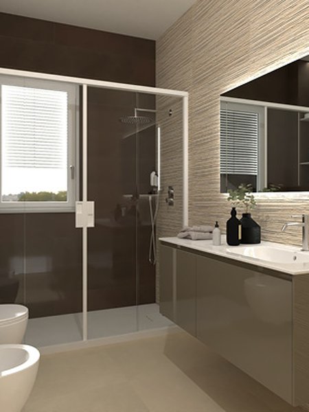 Изображение проекта ванной комнаты формы Прямоугольная, выполненного снапольной плиткой SHEER и настенная плитка SHEER, MAT&MORE