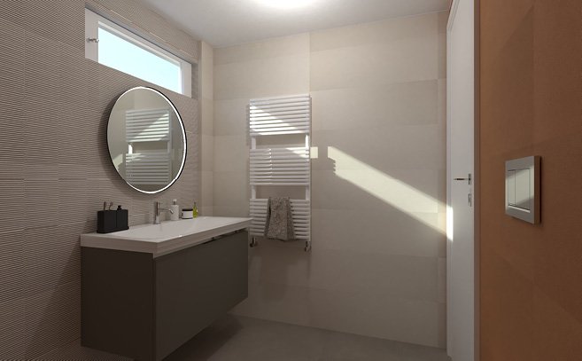 Bathroom design image in Rectangular shape, created with floor tiles SUMMER and wall tiles SUMMER