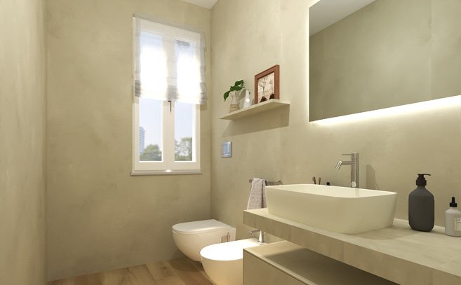 Bathroom design image in Rectangular shape, created with floor tiles FAPNEST and wall tiles FAP MAXXI 120x278