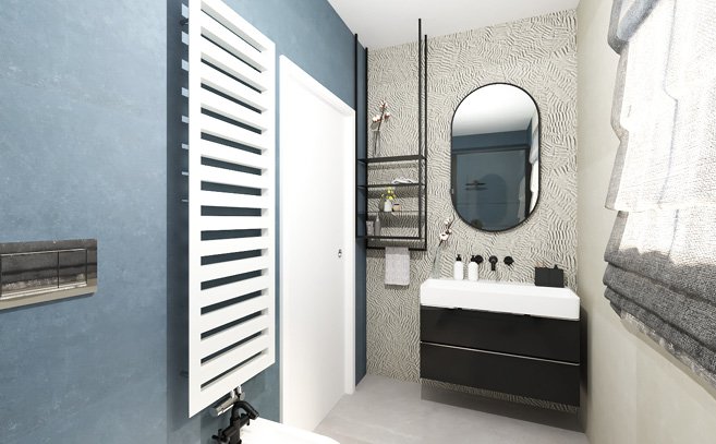 Bathroom design image in Rectangular shape, created with wall tiles BLOOM