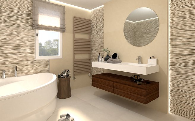 Bathroom design image in Rectangular shape, created with floor tiles SHEER and wall tiles SHEER