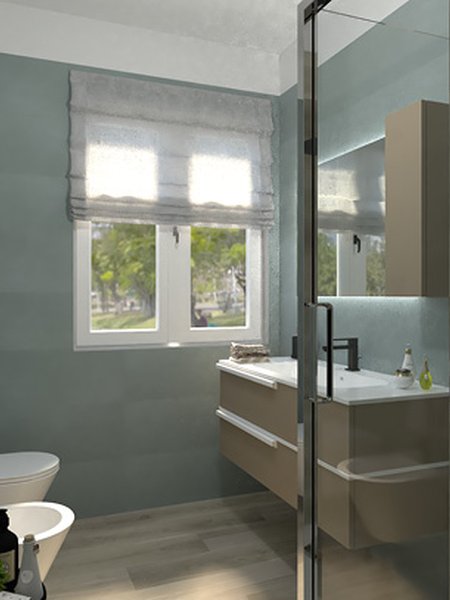 Bathroom design image in Rectangular shape, created with floor tiles FAPNEST and wall tiles SUMMER, FAPNEST