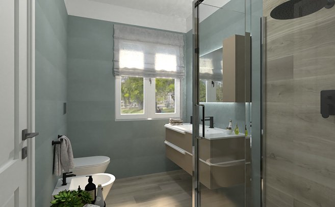 Bathroom design image in Rectangular shape, created with floor tiles FAPNEST and wall tiles SUMMER, FAPNEST