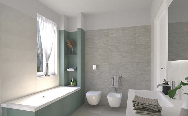 Bathroom design image in Rectangular shape, created with floor tiles COLOR NOW FLOOR and wall tiles COLOR LINE