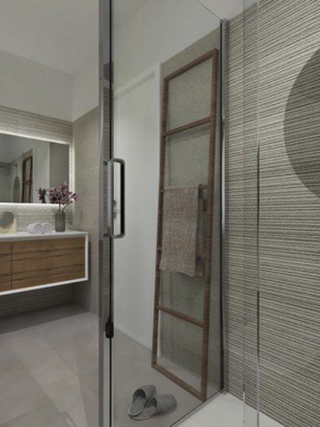 Bathroom design image in Rectangular shape, created with wall tiles LUMINA STONE