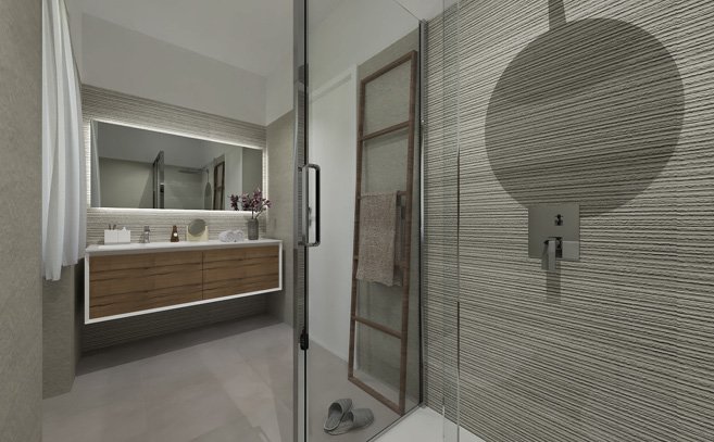 Bathroom design image in Rectangular shape, created with wall tiles LUMINA STONE