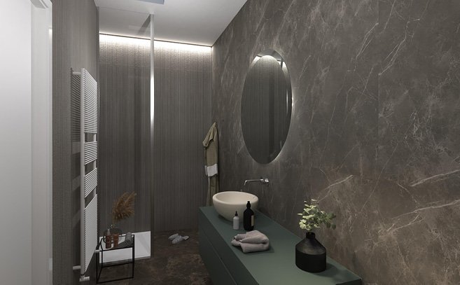 Bathroom design image in Rectangular shape, created with wall tiles ROMA