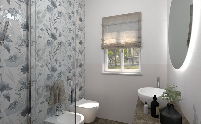 Bathroom design image in Rectangular shape, created with wall tiles MILANO MOOD