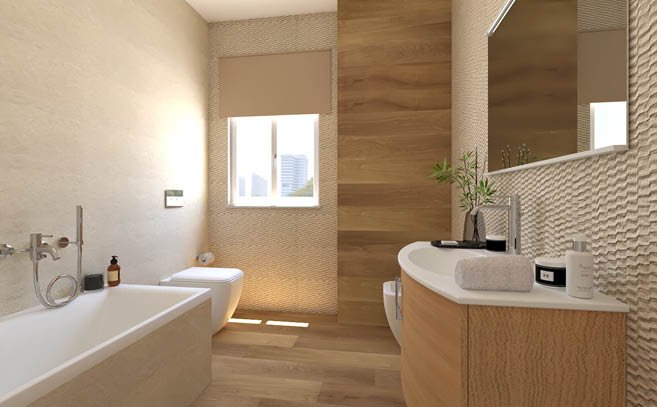 Bathroom design image in Rectangular shape, created with floor tiles FAPNEST and wall tiles LUMINA STONE, FAPNEST
